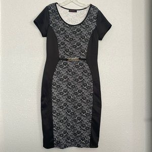 Black Floral Print Bodycon Dress